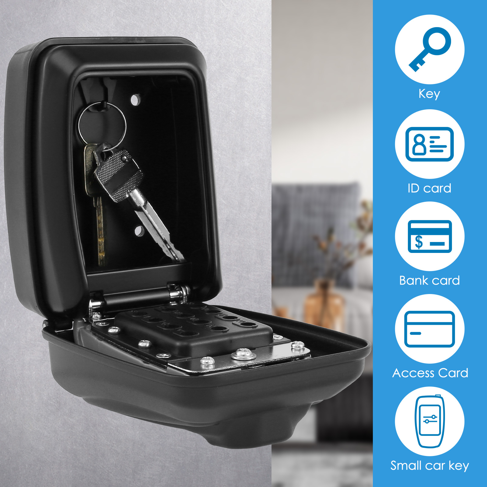 Key Lock Box Wall-Mount Secret - Lockbox Key Secure 评论和价格
