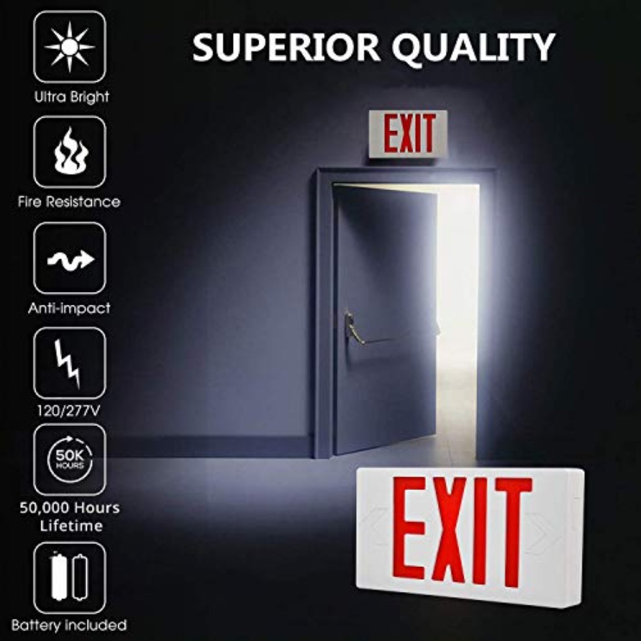 Ultra Slim LED Exit Sign, Red  - Emergency Exit Sign 评论和价格