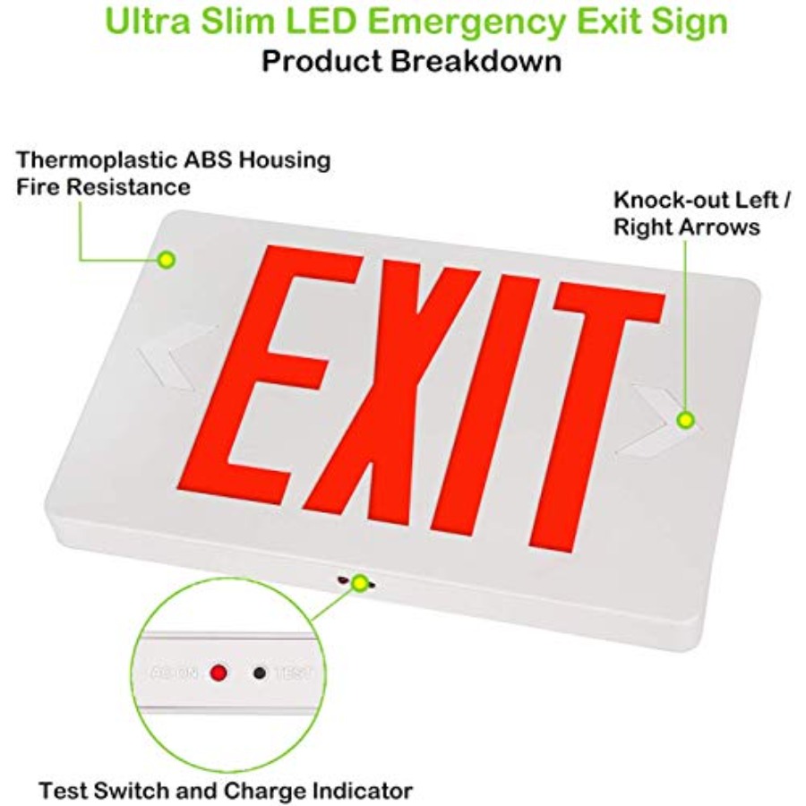 Ultra Slim LED Exit Sign, Red  - Emergency Exit Sign 评论和价格