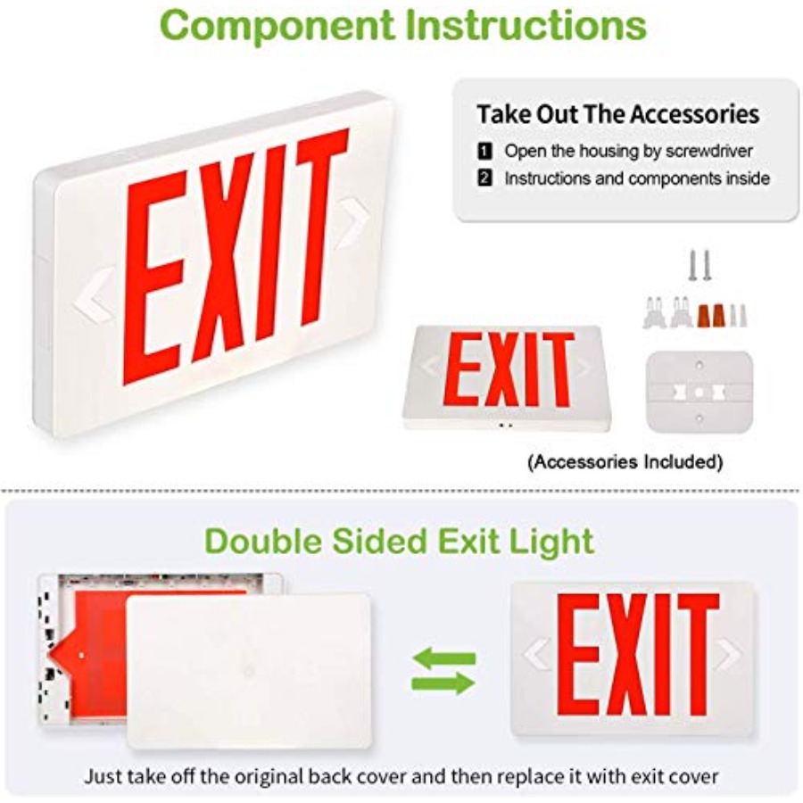 Ultra Slim LED Exit Sign, Red  - Emergency Exit Sign 评论和价格