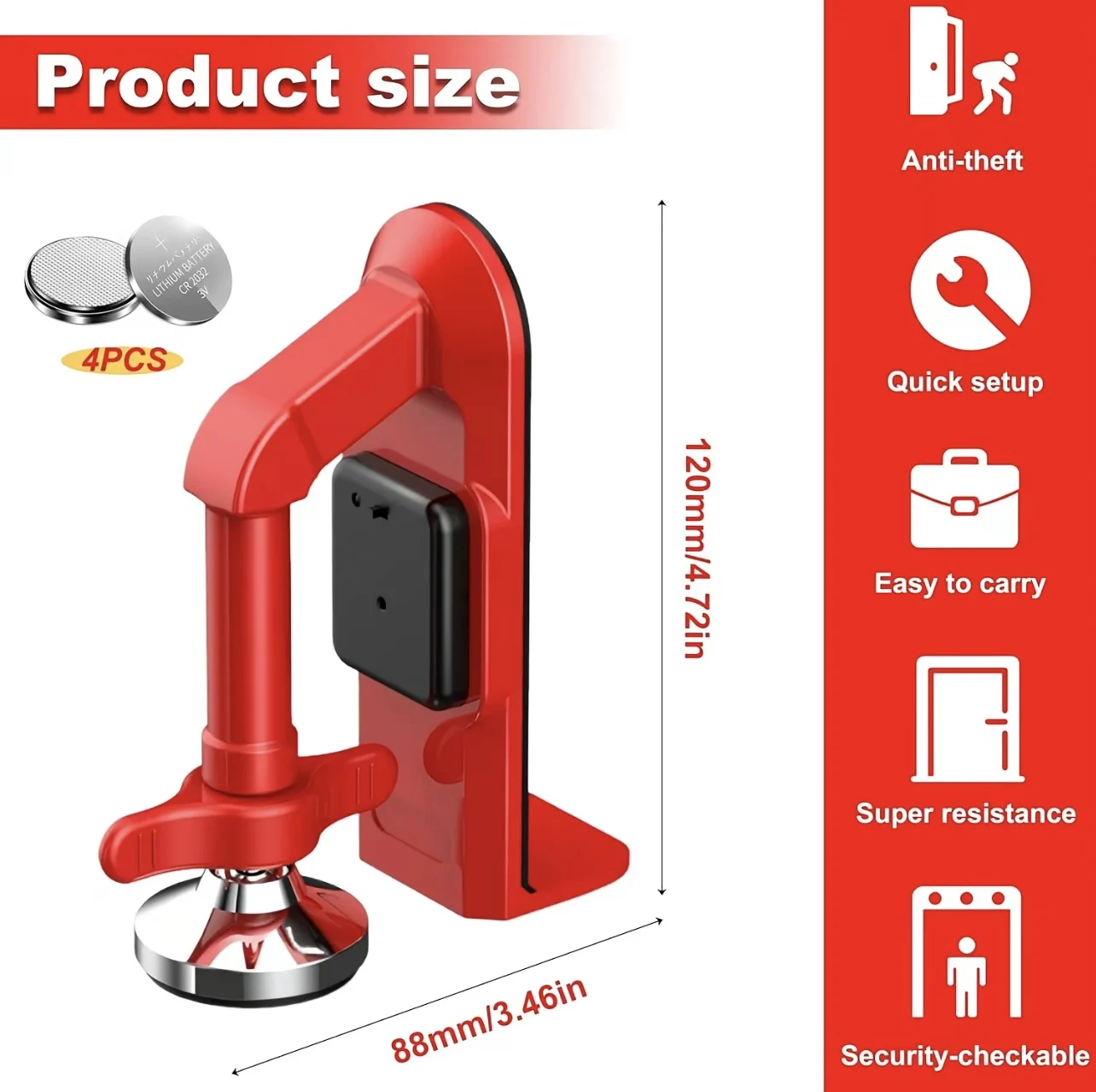 1pc Portable Alarm Door Stoppe - Door Stop Alarm 评论和价格