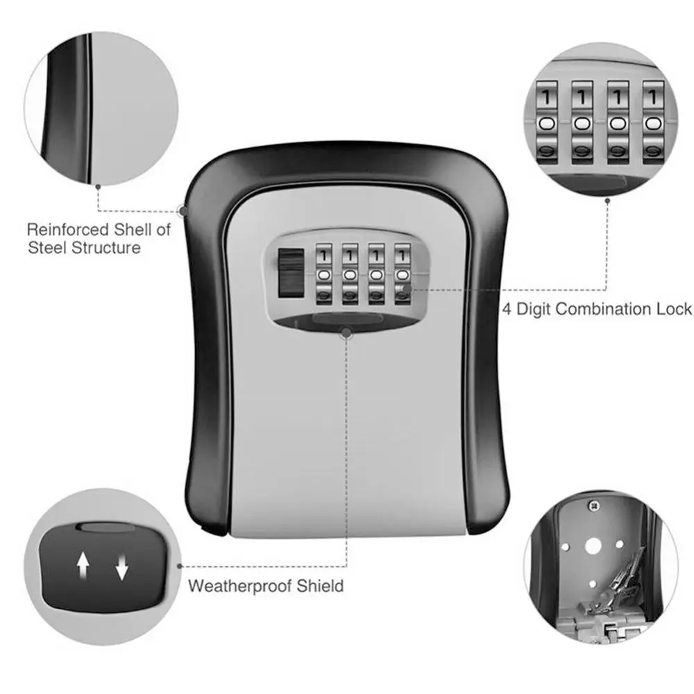 Wall Mount Key Lock Box 4 Digi - Lockbox Key Secure 评论和价格