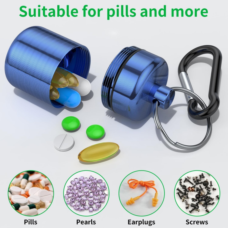 Mini Keychain Pill Box, Alumin - Medicine Cabinet Lock 评论和价格