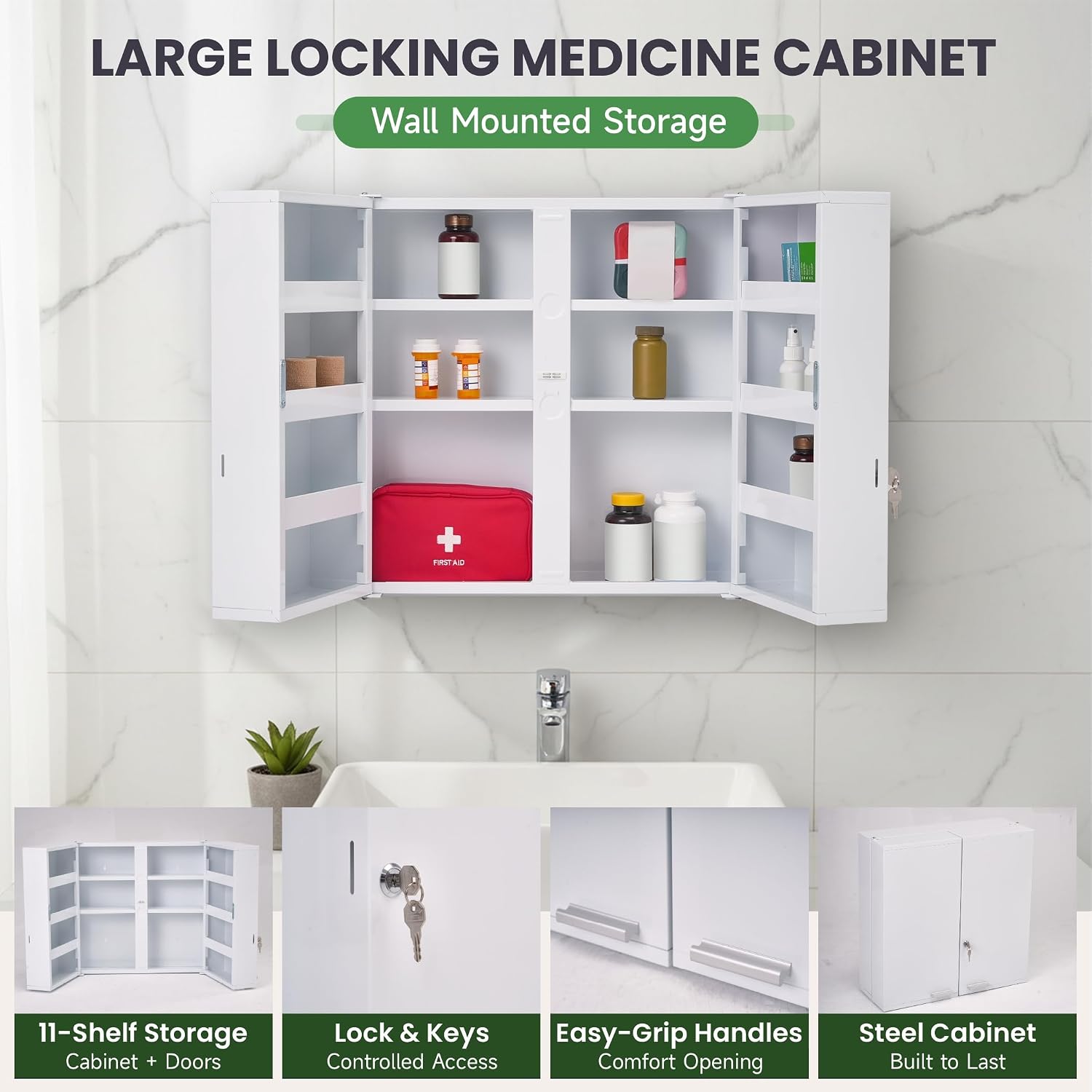 Large Locking Medicine Cabinet - Medicine Cabinet Lock 评论和价格