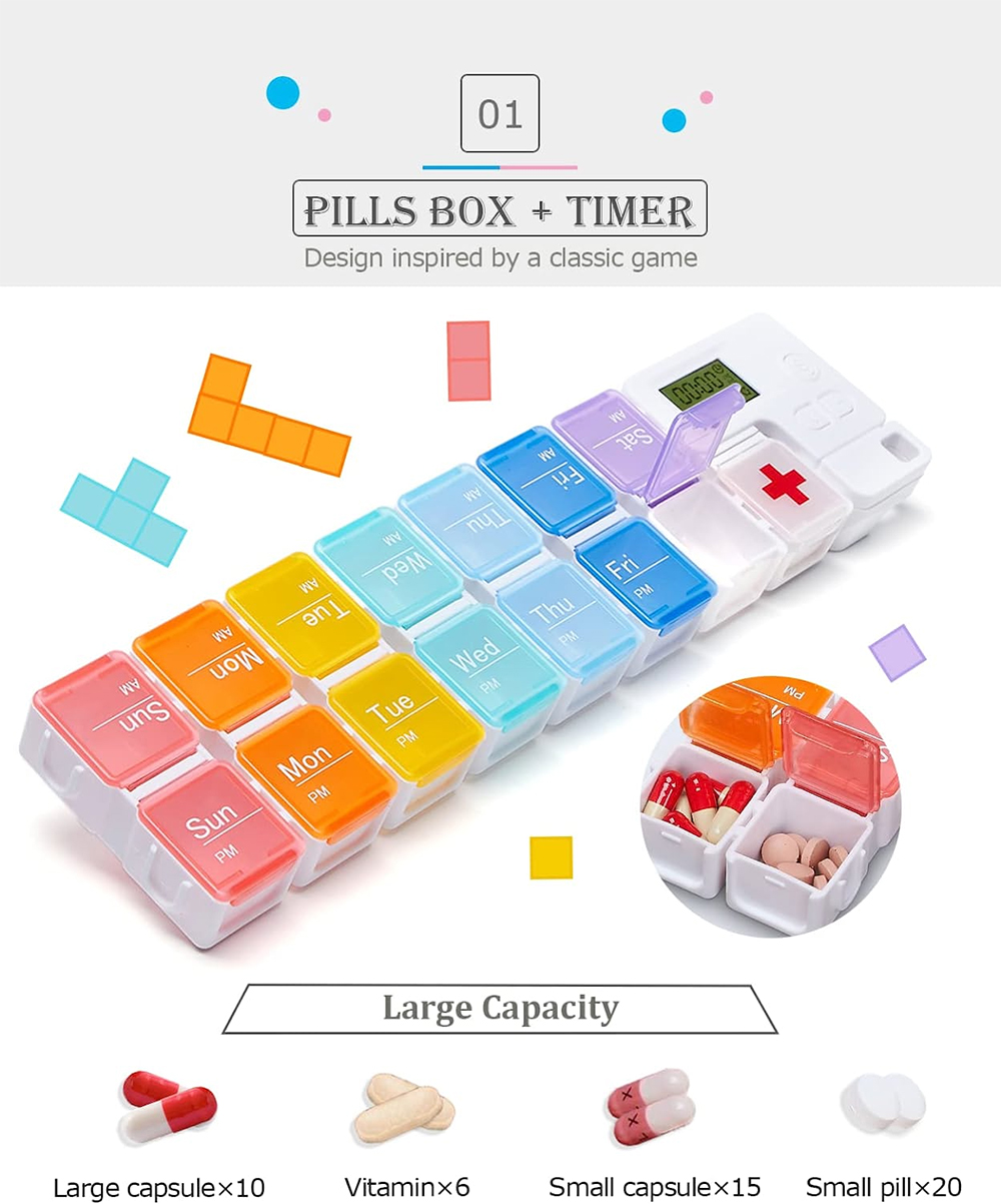 7-Day Pill Organizer with Medi - Medicine Cabinet Lock 评论和价格